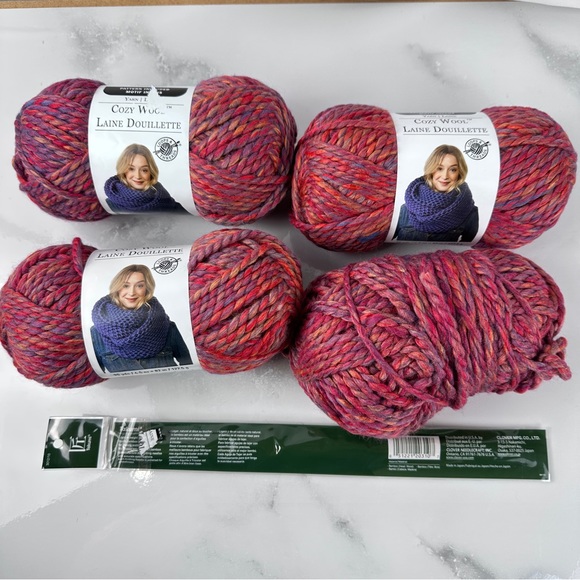 Loops & Threads® Cozy Wool Yarn & bamboo size 10 needles, 3 yarn are brand new - Picture 6 of 6